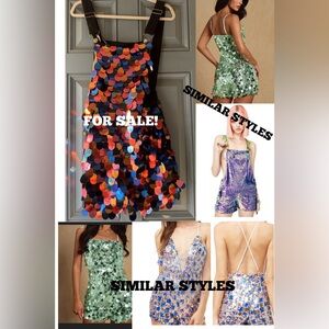 NWT Missguided Rainbow Sequins Dungeree Playsuit Romper (multi sizes available)